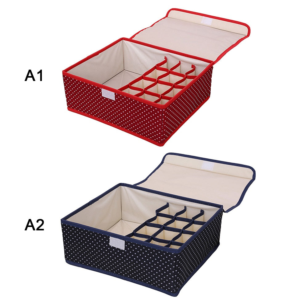 18 Gird Drawer Closet Organizers Boxes For Underwear Bra Home Storage Non-woven Scarfs Socks Bra Organizer Storage Box