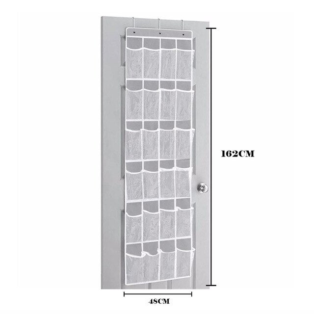 24 Pockets Crystal Clear Over The Door Hanging Shoe Organizer 64'' X 19'' Black Blue Gray Organizers Housekeeping Home New 8p